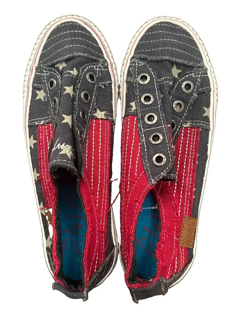 Blowfish Malibu Play Slip-on Sneakers Americana/Stars Stripes Canvas 6.5- New!